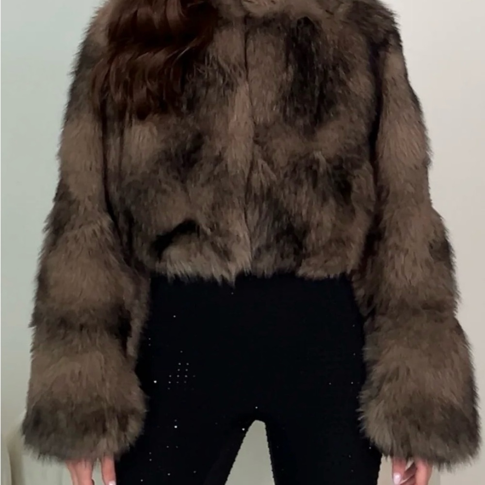 Brown faux fur jacket
